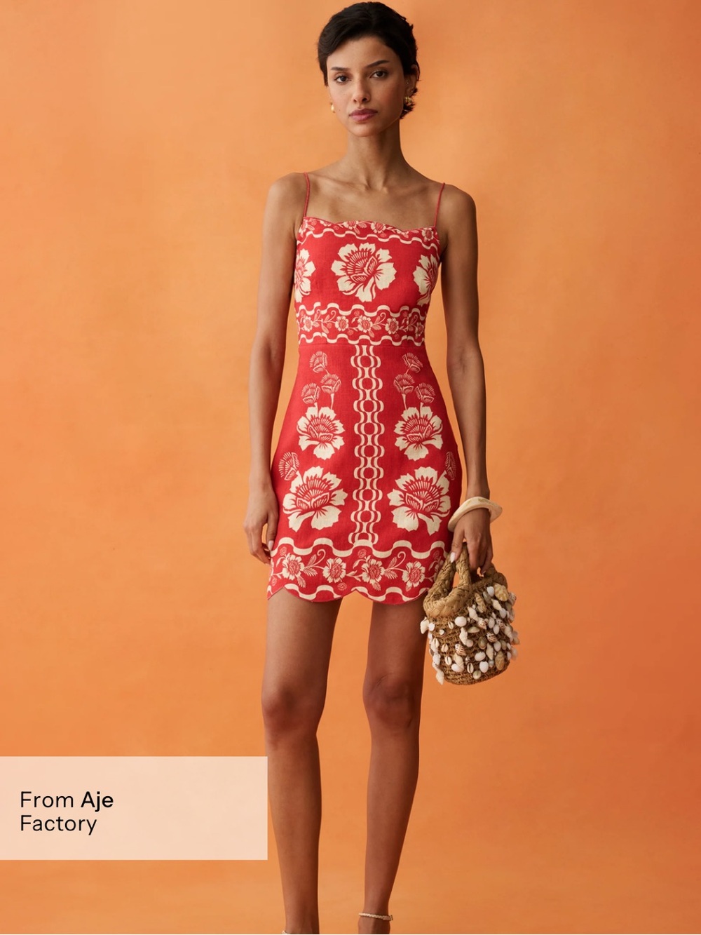 Few Moda / Amaya Toni Dress in Red and cream print with scalloped edges. Size 6